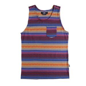 Men's Striped Tank Top with Stylish Chest Pocket Modern and Casual Look Size XL